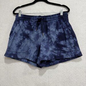 Athleta Shorts Womens Small Blue Tie Dye Farallon Drawstring Pockets Soft